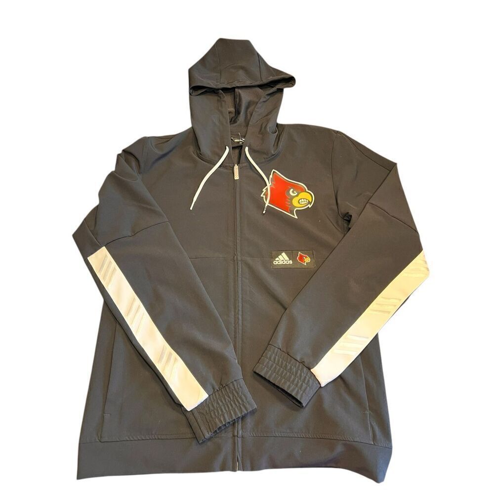 ADIDAS Louisville Cardinals NCAA Basketball Zip up Jacket woman’s Medium Black